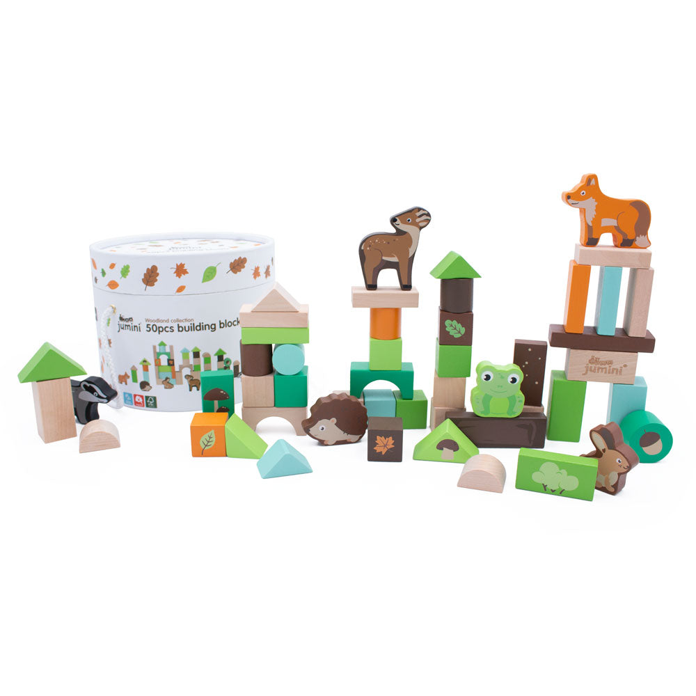 Woodland 50pcs Wooden Building Block Set for 1 year old