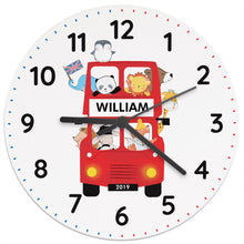 Personalised London Animal Bus Wooden Clock