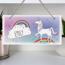 Personalised Unicorn Wooden Hanging Sign
