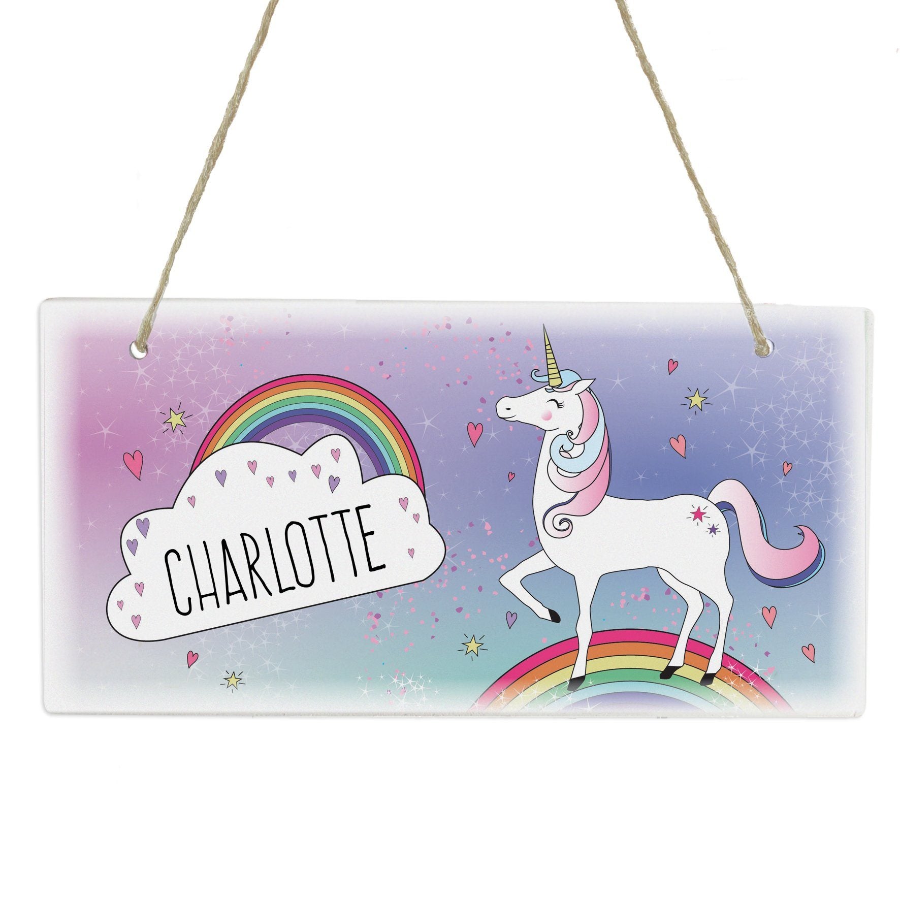 Personalised Unicorn Wooden Hanging Sign