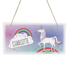 Personalised Unicorn Wooden Hanging Sign