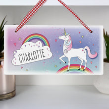 Personalised Unicorn Wooden Hanging Sign