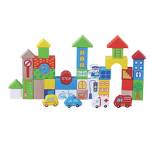 Wooden Building Blocks For Toddlers - 40pc Traffic Wooden Toys For Toddlers