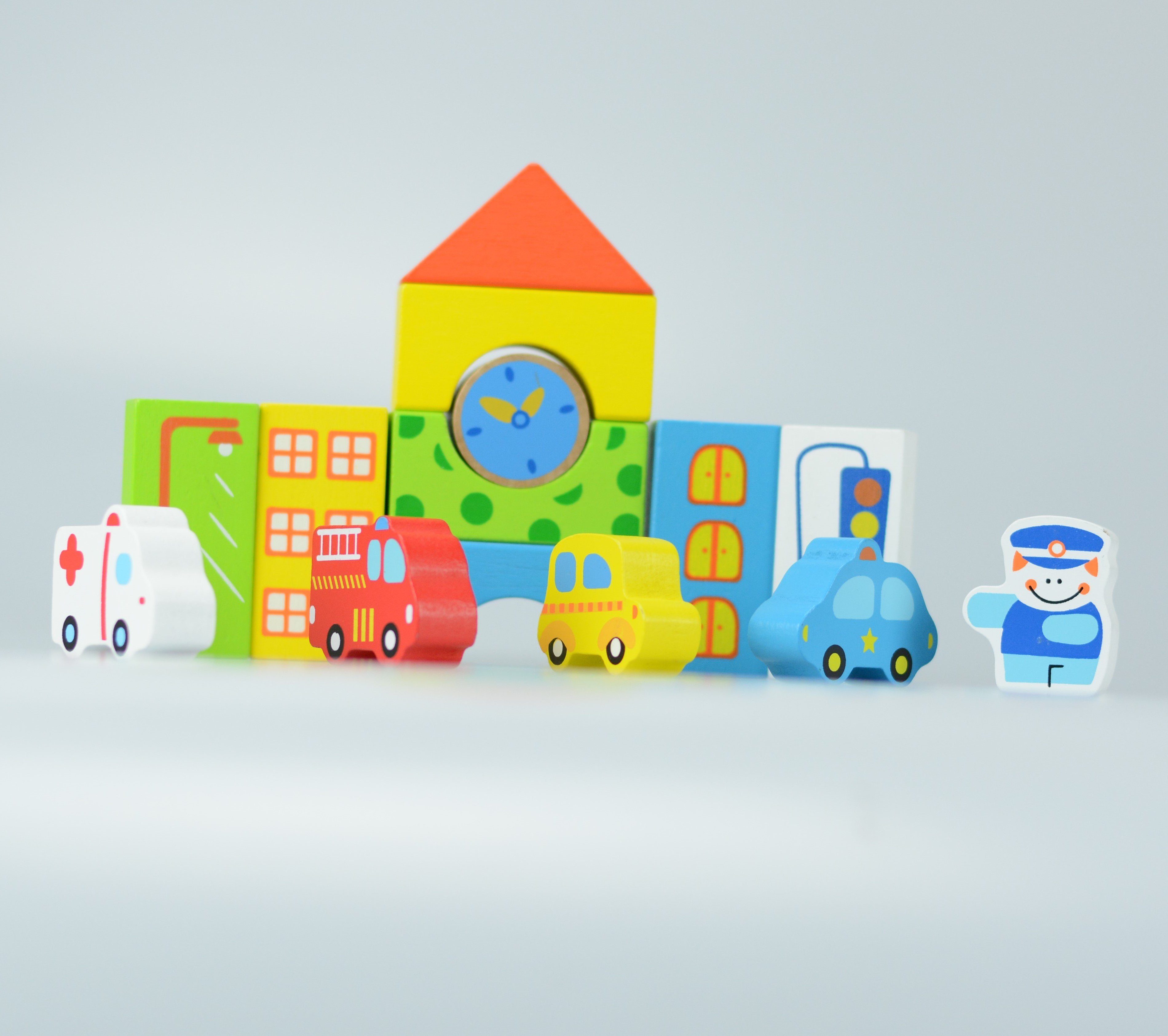 Wooden Toys For 1 Year Olds- 40pc Traffic Wooden Toys For Toddlers